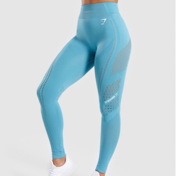 New! Gymshark seamless leggings stormy turquoise green blogger style